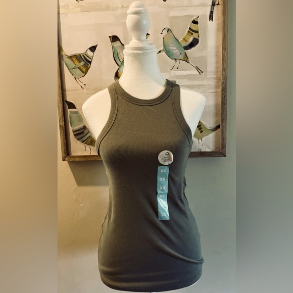Target Tops - NWT Khaki XS Organic Cotton Racer Front Tank Top $9 (RRP $12)🕊️💛